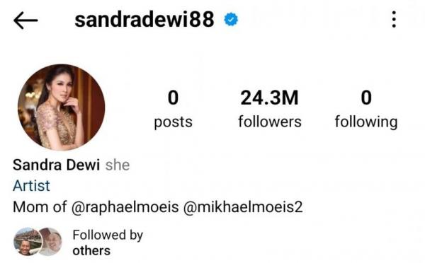 Muncul Lagi Instagram Sandra Dewi, Tampilan Beda dan Following Nol