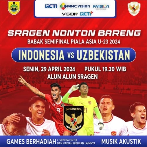 Gandeng MNC Group, Pemkab Sragen Gelar Nobar Timnas Indonesia U-23 vs Uzbekistan di Alun-Alun