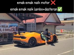 Hebring, Emak-emak Berdaster Naik Lamborghini, Viral di Media Sosial