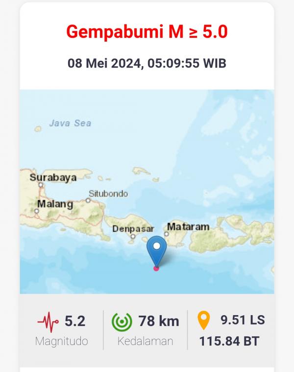 Suara Gemuruh Iringi Gempa Magnitudo 5.2, Guncang Lombok