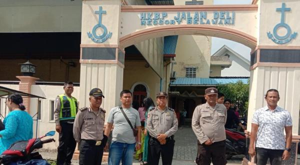 Polres Pelabuhan Belawan Laksanakan Giat Pengamanan Gereja di Peringatan Kenaikan Yesus Kristus