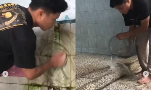 Masya Allah, Seorang Pemuda Tulus Keliling Desa Bersihkan Masjid dengan Dana dari Hasil Jualan Tahu