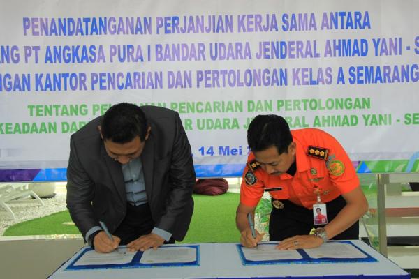 Teken MoU, Bandara Ahmad Yani dan Basarnas Semarang Latihan Bersama Bulan Agustus