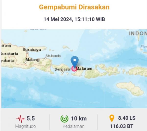 BMKG Revisi Kekuatan Pusat Gempa di Lombok Utara dari Magnetudo 5,3 menjadi Magnetudo 5,5