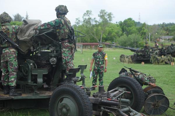 Lindungi Obvitnas, Prajurit Yon Arhanud 5 Latihan Taktis Tingkat Satbak