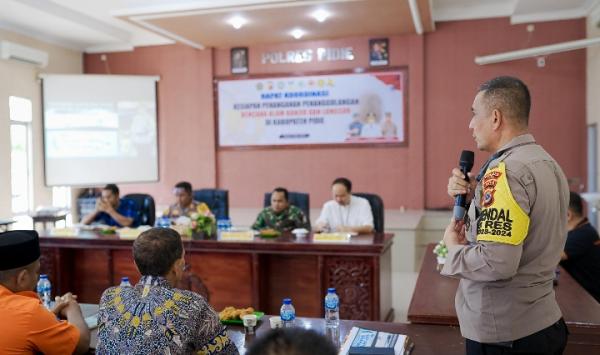 Polres Pidie Bersama Pemkab Dan Kodim 0102/Pidie Gelar Rakor Penanggulangan Bencana