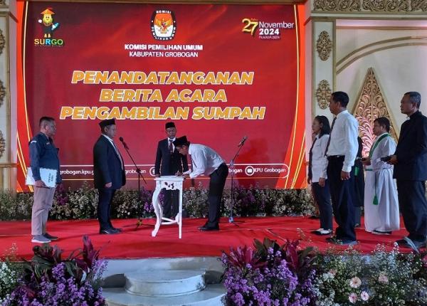 Sah, 840 Anggota PPS Pilkada Serentak 2024 Dilantik oleh Ketua KPU Grobogan