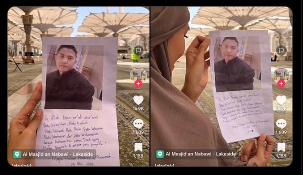 Mau Ngakak Takut Dosa, Jamaah Haji Bawa Foto Mayor Teddy di Masjid Nabawi Berdoa Agar Berjodoh