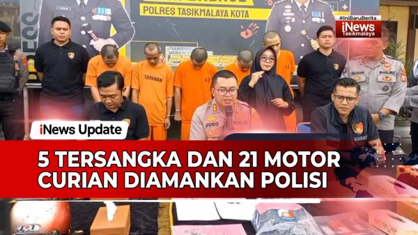 VIDEO: 5 Tersangka Curanmor dan 21 Motor Curian Diamankan Satreskrim Polres Tasikmalaya Kota