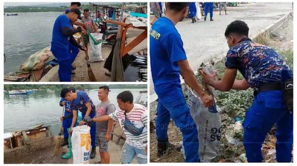 Polairud Sumba Timur Bersih-bersih Pantai Bersama Nelayan Kampung Bugis