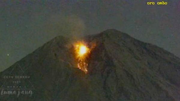 Gunung Semeru Muntahkan 28 Kali Guguran Lava Pijar Sejauh 2.500 Meter