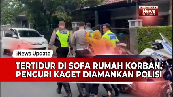 VIDEO: Pencuri di Tasikmalaya Tertidur di Sofa Rumah Korban, Diamankan Warga dan Polisi