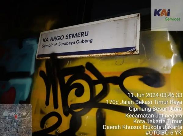 KA Argo Semeru Jadi Korban Vandalisme di Cipinang