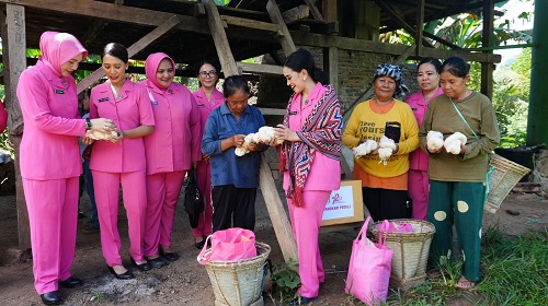 Ketua PD Bhayangkari Sulbar Kunjungi Desa Penenun di Bonehau, Berikan Bantuan Benang untuk Pengrajin