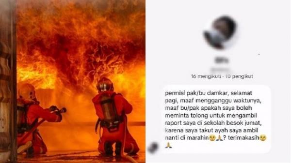 Bocah Minta Tolong Petugas Damkar Ambilin Rapor di Sekolah Viral, Netizen Sebut Nilainya Kebakaran