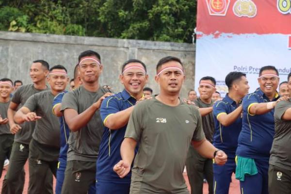 Perkuat Sinergitas TNI Polri Jelang Hari Bhayangkara, Polres Rohul Gelar Olahraga Bersama
