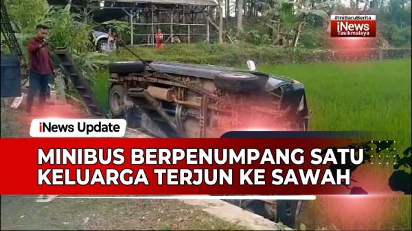 VIDEO: Sopir Ngantuk, Minibus Berpenumpang Satu Keluarga Terjun ke Sawah di Rajapolah Tasikmalaya
