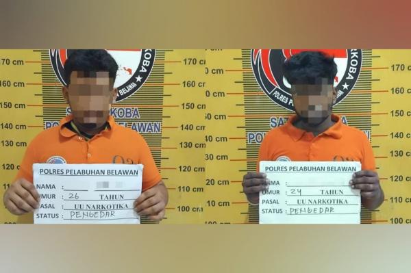 Polres Pelabuhan Belawan Tangkap 2 Pengedar Narkoba di Desa Manunggal