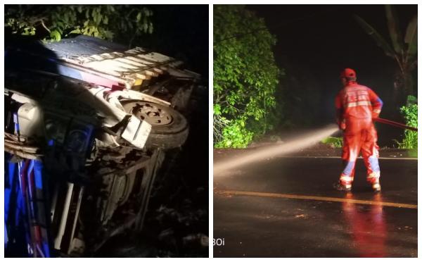 Jalan Raya Ciamis-Kawali Tercemar Tumpahan Solar di Warung Jarak, 3 Mobil Alami Kecelakaan