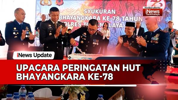 VIDEO: Polres Tasikmalaya Kota Gelar Upacara HUT Bhayangkara Ke-78 di Bale Kota