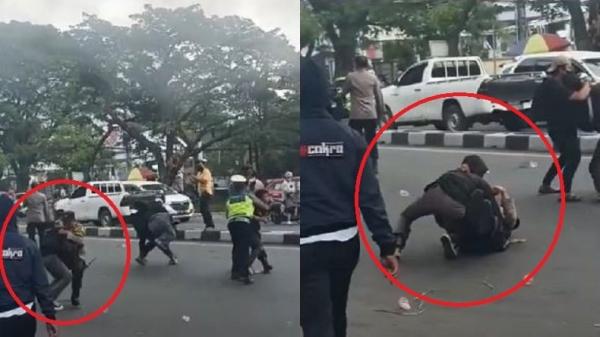 Demo Tolak Tapera, Mahasiswa Smackdown Polisi hingga Kepala Bocor Terbentur Aspal