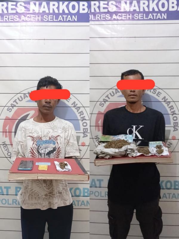 2 Pelaku Narkotika jenis Ganja Ditangkap Satres Narkoba Polres Aceh Selatan