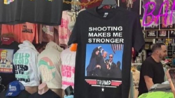 Gercep! Penjual Ini Pajang Kaos Bergambar Donald Trump Tertembak, Mau Beli?