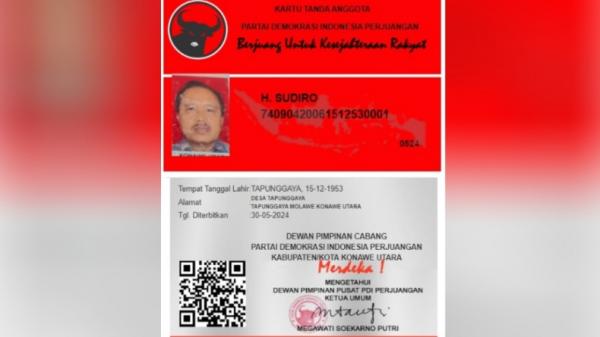 Polemik KTA PDIP Atas Nama Sudiro Bakal Calon Bupati Konawe Utara