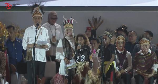 Puncak HAN Ke-40, Antusias Anak-Anak Papua Menjawab Pertanyaan Presiden RI Jokowi