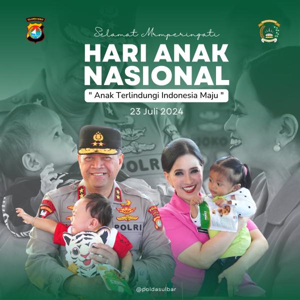 Kapolda dan Ketua PD Bhayangkari Sulbar Rayakan Hari Anak Nasional: Anak Terlindungi, Indonesia Maju