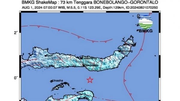 Gempa M5,5 Guncang Bone Bolango Gorontalo Pagi Ini