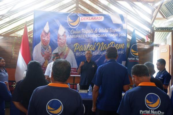 Partai Nasdem Deklarasikan Agas Andreas dan Tarsi Syukur jadi Pasangan Cakada Manggarai Timur