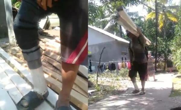 Kasihan! Tak Mampu Membeli, Pria Korban Gigitan Ular di Lebak Terpaksa Buat Kaki Palsu dari Paralon