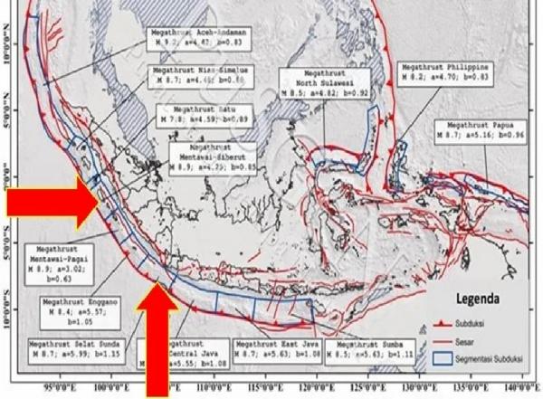 Ini Daftar 13 Segmen Megathrust yang Kepung Indonesia