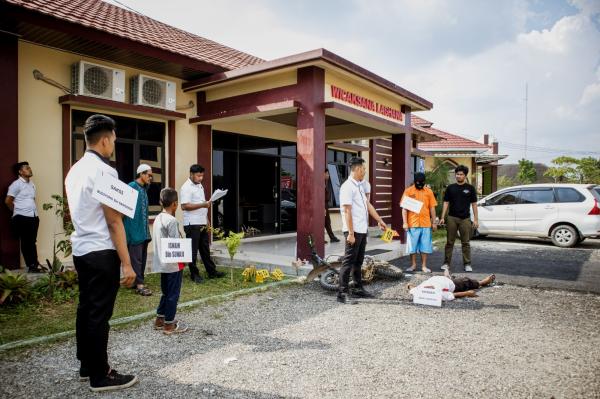 Polisi di Pringsewu Gelar Rekonstruksi Pembunuhan, 24 Adegan Diperagakan