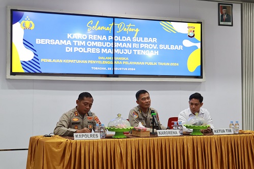 Polres Mamuju Tengah Sambut Kunjungan Karo Rena Polda Sulbar dan Tim Ombudsman RI