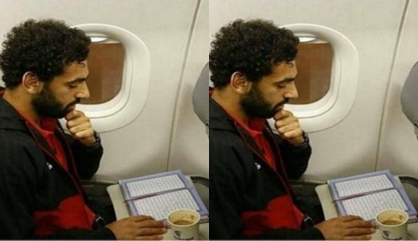 Viral, Momen Pemain Bintang Liverpool Mohamed Salah Baca Al-Qur'an di Pesawat