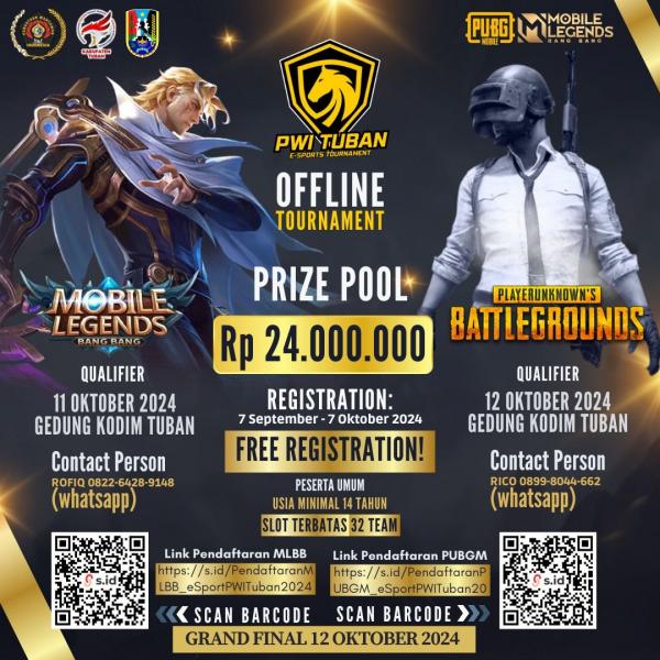 PWI Tuban Gelar Tournament E-Sport 2024 Gratis, Total Hadiah Rp 24 Juta