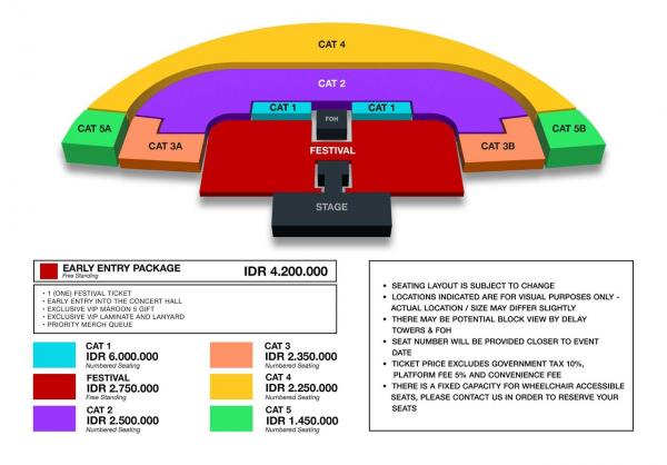 Urutan Harga Tiket Konser Maroon 5 Jakarta 2025 dari Termurah hingga Termahal