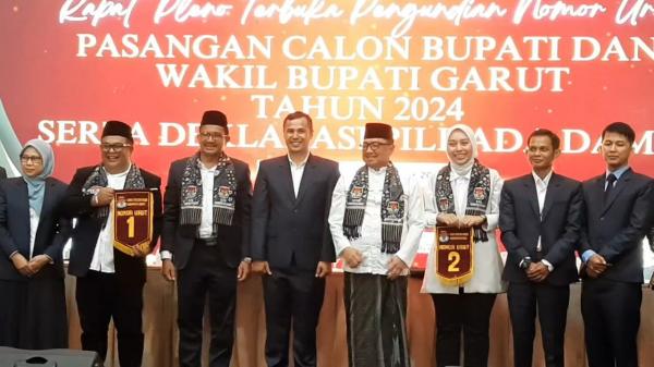 KPU Garut Tetapkan Pasangan Calon Helmi-Yudi Nomor Urut 1 dan Syakur -Putri Nomor 2