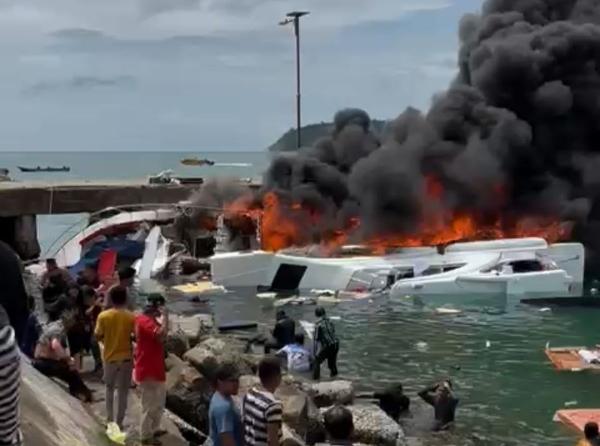 Kecelakaan Maut Speed Boat  Ditumpangi Cagub Maluku Utara  Meledak dan Terbakar, Beny Laos Meninggal