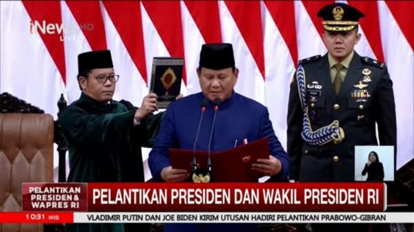 Ucapkan Sumpah di Gedung MPR, Prabowo-Gibran Sah Menjadi Presiden dan Wapres RI 2024-2029