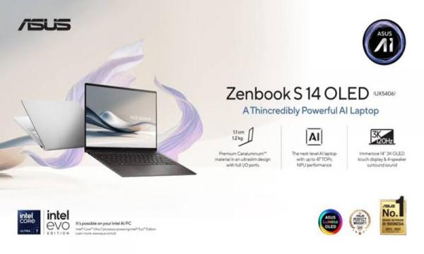 ASUS Buka Preorder Zenbook S 14 OLED, Laptop Tipis dengan Performa Gahar