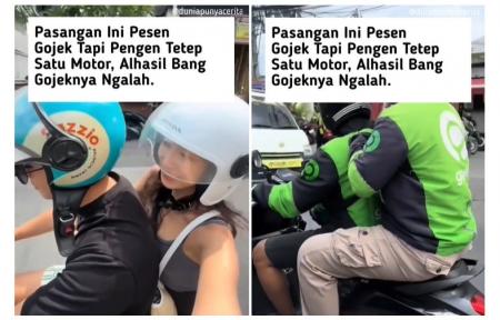 Sepasang Kekasih Pesan Ojek Online tapi Ingin Tetap Bersama, Endingnya Sangat Lucu