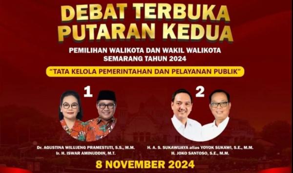 Debat Terbuka Putaran Kedua Pilwalkot Semarang 2024, KPU Minta Paslon Kondisikan Pendukung