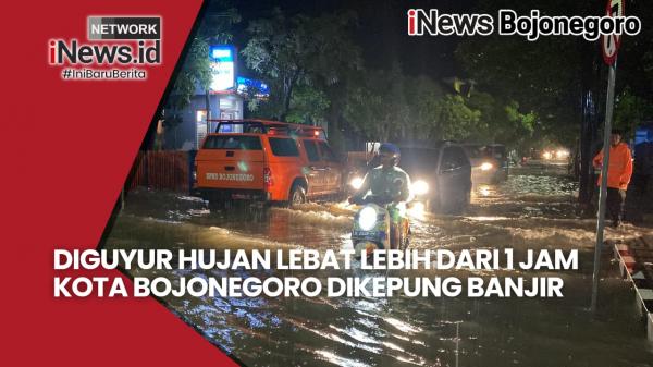 Banjir Kepung Jalan Protokol Kota Bojonegoro, Diguyur Hujan Lebat Lebih dari 1 Jam