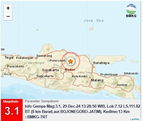 Bojonegoro Kembali Diguncang Gempa Tektonik, Akibat Adanya Aktivitas Sesar Aktif