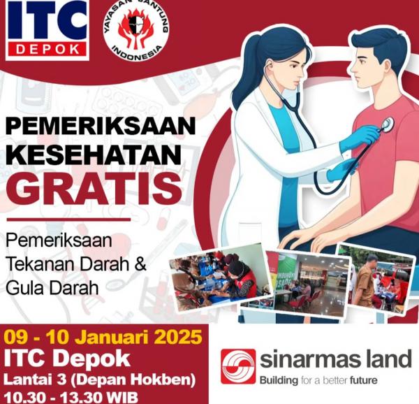 Simak Jadwalnya! ITC Depok Akan Gelar Cek Kesehatan Gratis Untuk Masyarakat Depok