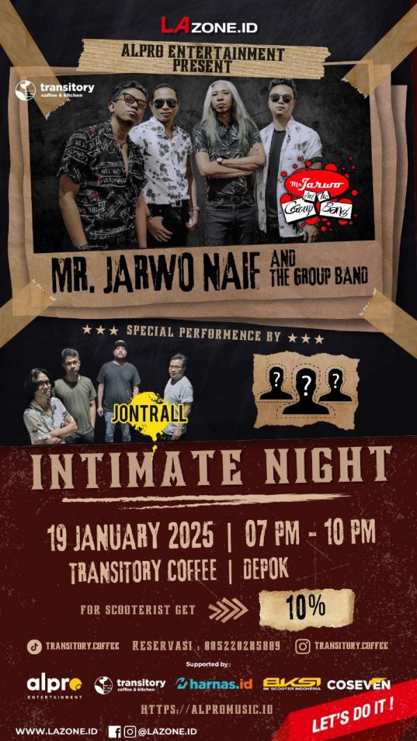 Intimate Night di Transitory, Nikmati Malam Musik Akrab Bersama Mr. Jarwo Naif & The Group Band