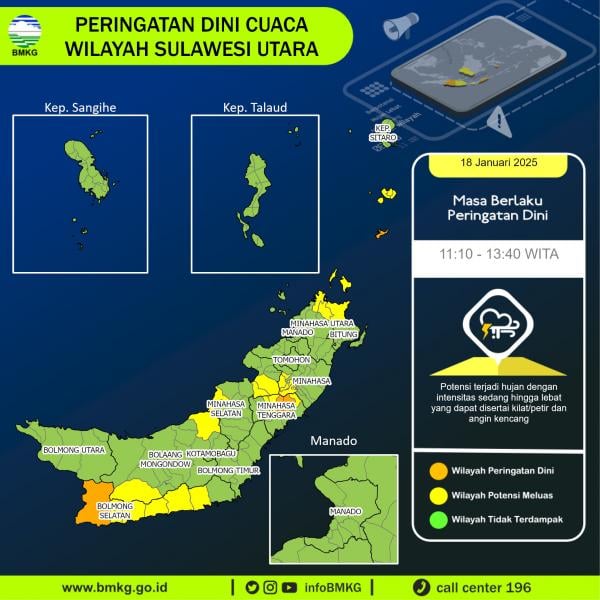 Cuaca Ekstrem Mengancam Wilayah Sulut pada 18 Januari 2025, BMKG Beri Peringatan Dini